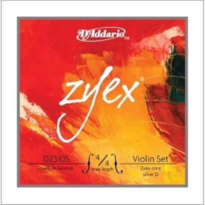 Image of D&#039;Addario DZ310S 4/4M Zyex Silver D 4/4 Scale Medium Tension Violin String Set