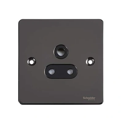 Image of Schneider Electric Ultimate Flat Plate Unswitched Single Power Socket, Round Pin, 5A, GU3280BBN, Black Nickel with Insert