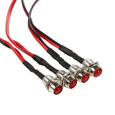 Image of EBTOOLS Panel Warning Light Indicator Lamp Pilot Dash LED 4 Pcs 12v 8mm Car Van Red