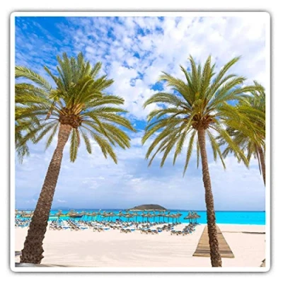 Image of Square Stickers (Set of 2) 10cm Mallorca Majorca Spain Beach Laptop Tablet Luggage Scrapbook #2787