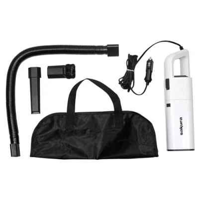 Image of Sakura 12V Car Vacuum Cleaner SS5427 Washable HEPA Filter, Wet/Dry Use, 2.7m Cable, Lightweight, Includes Accessories