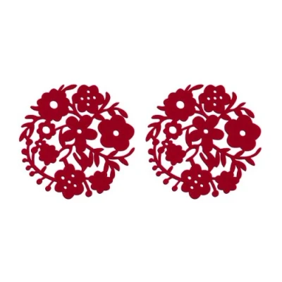 Image of Premier Housewares Flower Design Placemats Set of 2, Red