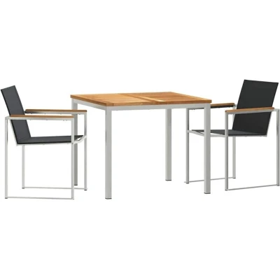 Image of vidaXL 3 Piece Garden Dining Set Solid Wood Teak