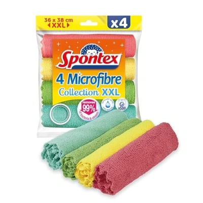 Image of Spontex MF Collection 2+1 Microfiber Cloth, Multicolor, 3 Count (Pack of 1)