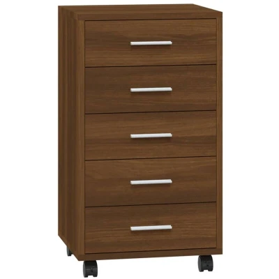 Image of vidaXL Drawer Cabinet with Castors Brown Oak Engineered Wood
