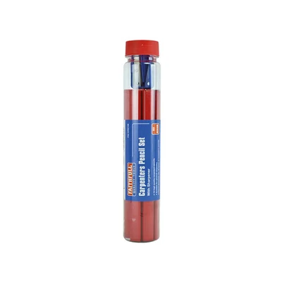 Image of Faithfull FAICPR12S 12 Medium Carpenters Pencils and Pencil Sharpener in Storage Tube