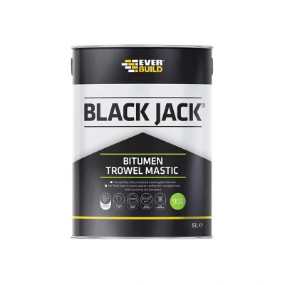 Image of Everbuild Black Jack 903 Bitumen Trowel Mastic Heavily Filled, Fibre Reinforced and Trowellable Bituminous Compound 5 Litre