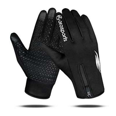 Image of Oro Sports Cycling Gloves Outdoor Warm Windproof Thermal Running Hunting Climbing Hiking Touch screen for Gardening, Riding, Driving, Fishing and Bike (Black, X Large)