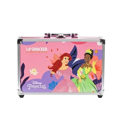 Image of Lip Smacker Disney Princess Traincase, Makeup Set for LittleGirl, 40+ Pieces Face, Lips, and Nails with Beauty Accessories Hair Included