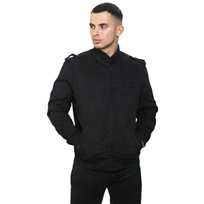 Image of True Face Mens Jacket Zip Up Summer Lightweight Casual Ribbed Cuff Full Zipper Long Sleeve Outerwear