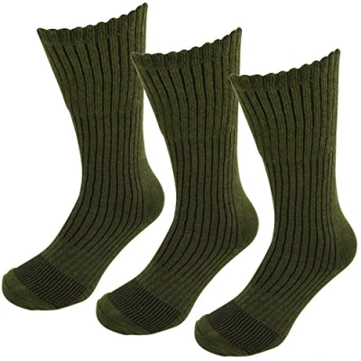 Image of Itzu Men&#039;s Military Army Boot Long Thermal Socks Terry Cloth Cotton (UK 6 11, EUR 39 45) in Camo Green (3 Pair Pack (Army Green))
