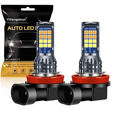 Image of Yifengshun 2pcs H9 H8 H11 LED Fog Light Bulb,Yellow&amp;White Bulbs with 24SMD 3030 Chips for Front Lights Daytime Running DRL 12V