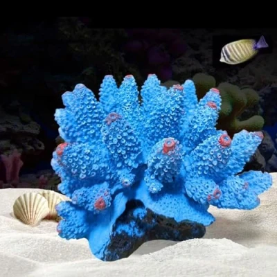 Image of GeRRiT Artificial Aquarium Coral Ornament Plastic Fish Tank Plants Decoration for Landscape，Aquarium Cave, Resin (Blue Coral), ZY 1429