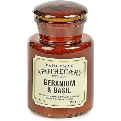 Image of Paddywax Scented Candle, Soy Wax, Geranium &amp; Basil, Medium, 8 Ounce