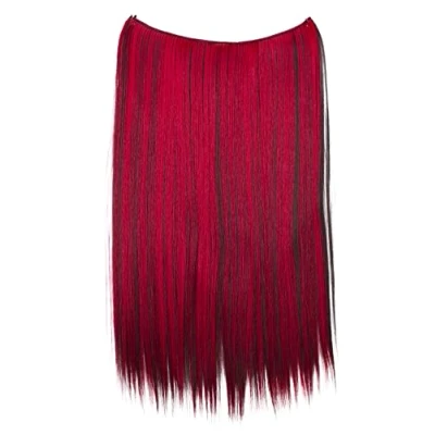 Image of CAISHA 20&quot; 1 Weft Extension With Elastic Band Hair Extensions Hairpiece Straight Dark Brown Red Highlights E125
