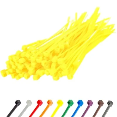 Image of Gocableties Small Yellow Cable Ties, 150mm x 3.6mm, Pack of 100, 6&quot; Premium Nylon Zip Plastic Tie Wraps, Secure Self Locking Mechanism, for Home, Garden, Office and DIY