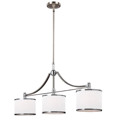 Image of Prospect Park 3 Light Ceiling Island Chandelier Pendant Bar Satin Nickel, Chrome, E27