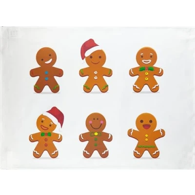 Image of Half a Donkey The Festive Gingerbread Men large cotton tea towel