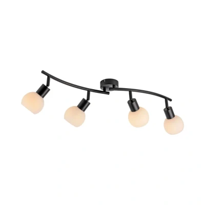 Image of JUST LIGHT. Loki ceiling light, 4 bulb, black, iron, glass