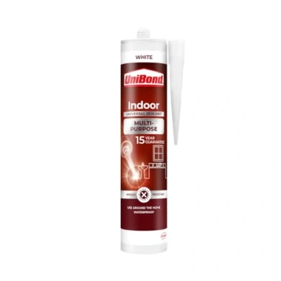 Image of UniBond Multi Purpose Indoor Sealant, Waterproof Sealant and Joint Filler, Mould Resistant for Various Materials*, White, 1 x 274g Cartridge