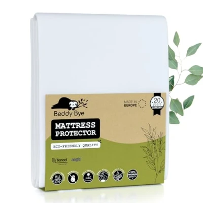 Image of Mattress Protector Single Bed 90x190 30 cm Waterproof Cover in Fabric Ecological TENCEL® Made EU Anti mite, Breathable, Allergy, Fitted and Quietted