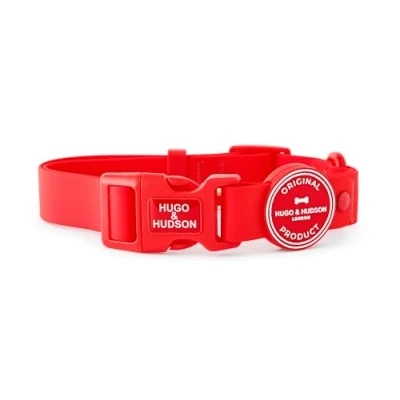 Image of HUGO &amp; HUDSON Waterproof Dog Collar, Anti Odor and Easy to Clean Adjustable Pet Red, L