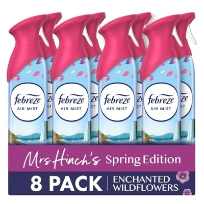 Image of Febreze Air Freshener, Room &amp; Bathroom Spray, Pet Odour Fighter, 185ml x 8 Packs Enchanted Wildflowers