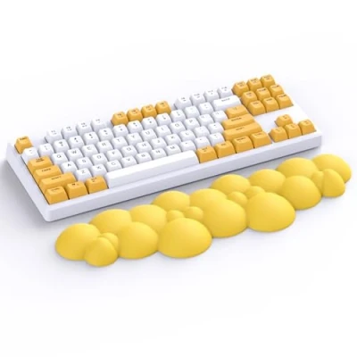 Image of ATTACK SHARK Yellow Cloud Soft Comfortable Keyboard Wrist Rest,Anti Skid Ergonomic Support Keyboard,Desk Hand TKL Mechanical Keyboard/Full Size Gaming Keyboard,15.2x4.4x1.2 inch Palm Rest