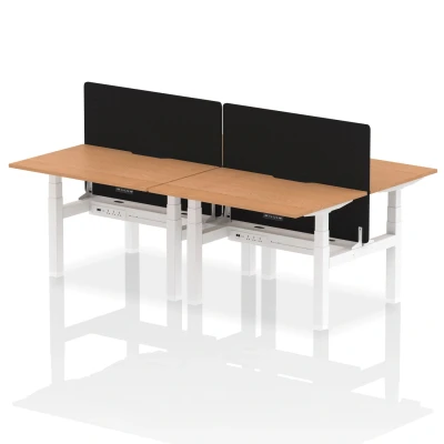 Image of Air B2B 1200x800 Adjustable 4P Bench Desk Scalloped Oak/White + Screen