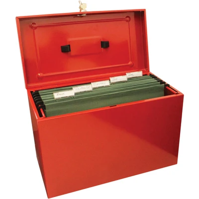 Image of Valuex Cathedral Metal Suspension File Box Foolscap Red