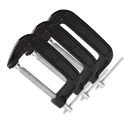 Image of 3 PCS C Clamps, 4 Inch Clamp Set, Heavy Duty Steel Industrial Strength Clamps for Woodworking, Welding, and Building