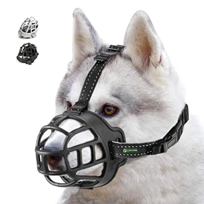 Image of ILEPARK Dog Muzzle, Soft Silicone Basket Muzzle for Dogs, Breathable Mouth Cover and Adjustable Straps, Anti Biting, Barking Chewing. (Size 3,Black)