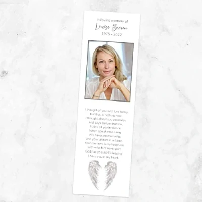 Image of Dotty About Paper Funeral Bookmark Grey Angel Wings Pack of 10