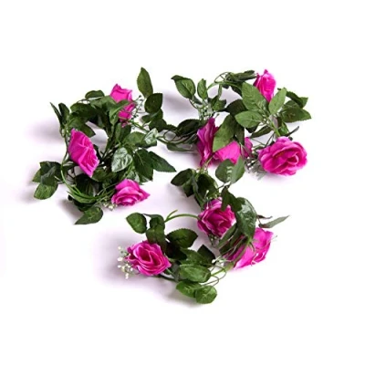 Image of Best Artificial 210cm/7ft Silk Flower Rose Garland Hanging Vine Wedding String Plant (Light Purple)
