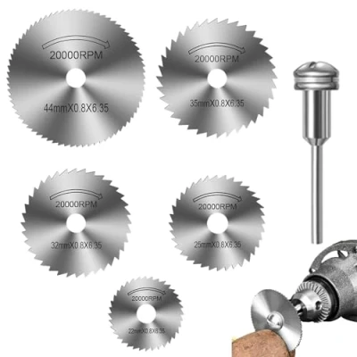 Image of Rotary Drill Saw Blades, 6PCS Steel Cutting Wheel Discs Set with 1/8&quot; Straight Shank Mandrel Mini Circular Blades for Wood Plastic Metal