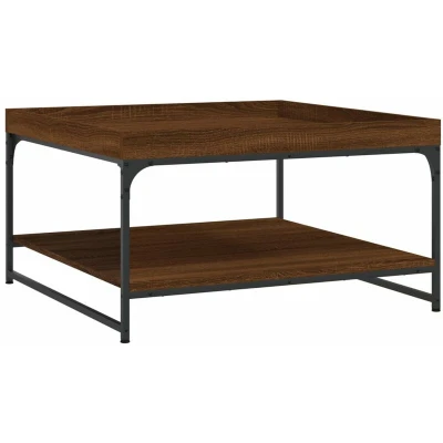Image of vidaXL Coffee Table Brown Oak 80x80x45 cm Engineered Wood and Iron
