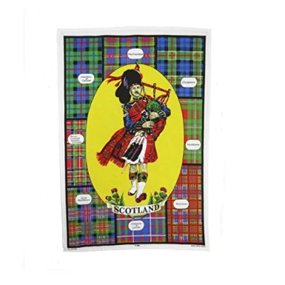 Image of Highland Tweed 100% Cotton Scottish Tartan Piper Tea Towel TT0500