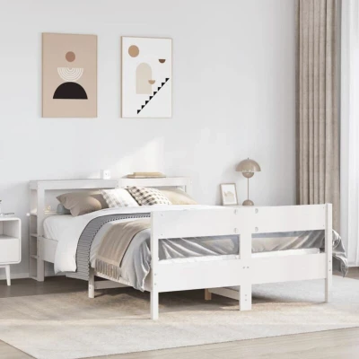 Image of vidaXL Bed Frame without Mattress White 140x200 cm Solid Wood Pine