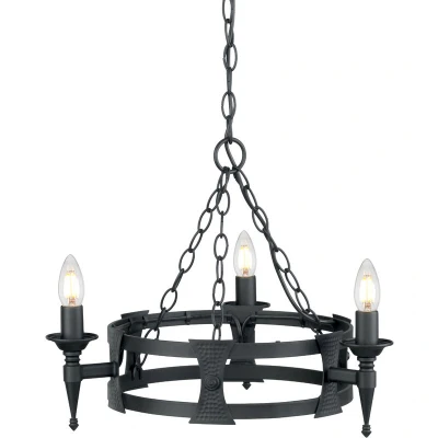 Image of Saxon Chandelier 3 Light Black Finish, E14