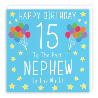 Image of Hunts England Nephew 15th Birthday Card Happy 15 To The Best In World Iconic Collection Fun