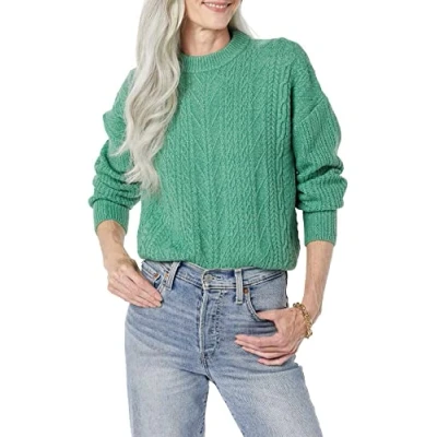 Image of Amazon Essentials Women&#039;s Soft Touch Modern Cable Crewneck Sweater (Available in Plus Size), Sage Green, S