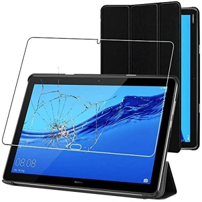 Image of ebestStar for Huawei MediaPad M5 Lite 10.1 Case Tablet 10.1, Smart Cover Magnetic Flip Protection, PU Leather, Black + Glass Screen Protector