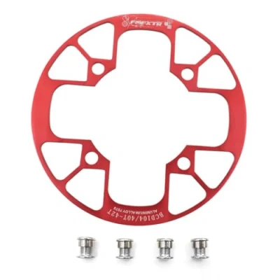 Image of UPANBIKE Montain Bike Chainring Guard 104 BCD Aluminum Alloy Chain Ring Protector Cover for 32 34T 36 38T 40 42T Sprockets (32T 34T, Red)