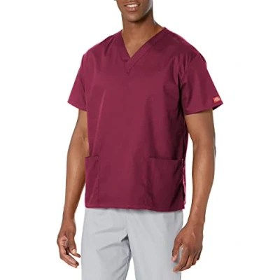 Image of Dickies Women&#039;s medical scrubs shirts, Wine, M UK