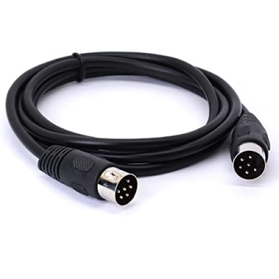 Image of HTGuoji Midi DIN 6 Pin Cable Male to Plug Instrument Converter Adapter 6pin Audio Cord for Microphone Guitar (1.5 Meter)