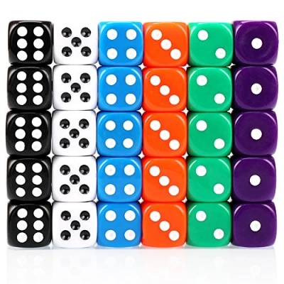 Image of H&amp;S 30x Dice 6 Sided 16mm Colours Spot Set for Games