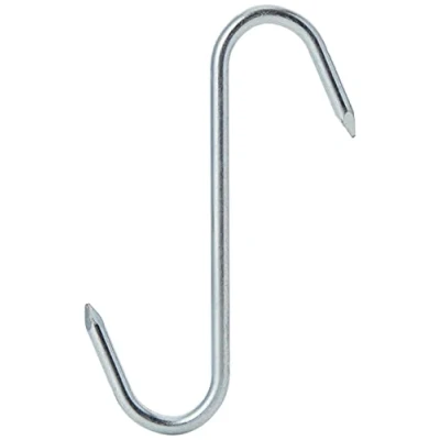 Image of Merriway BH01914 (5 Pcs) BZP Steel Butchers Pointed Kitchen S Hooks, 100mm (4 inch) Pack of 5 Pieces