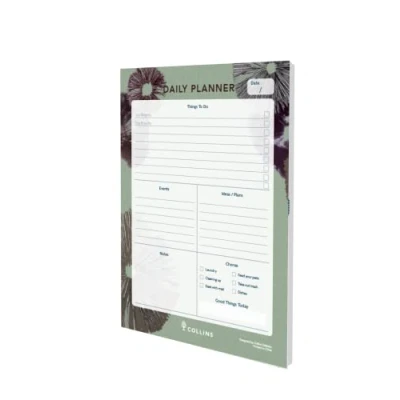 Image of Collins Flourish A5 Daily Desk Pad To Do List and Task Tracker notepad 60 sheets Grey