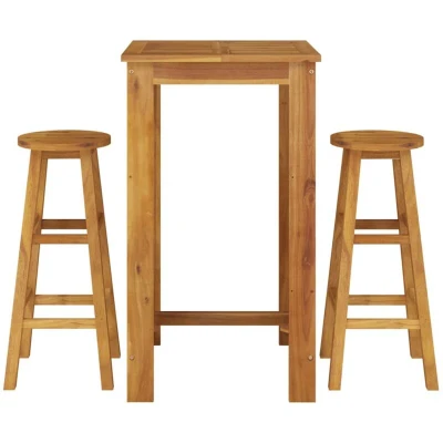 Image of vidaXL 3 Piece Garden Bar Set Solid Wood Acacia