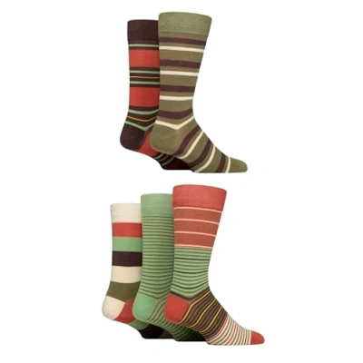 Image of Mens 5 Pair SOCKSHOP Plain, Striped and Patterned Bamboo Socks Wild Terrain 7 11